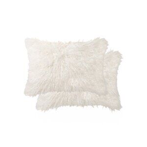 Luxe Home Decor Belton Faux Fur Pillow | 2-Piece | Off-white | 12"x20"